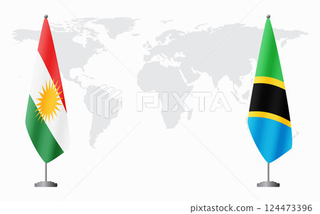 Kurdistan and Tanzania flags for official meeting 124473396