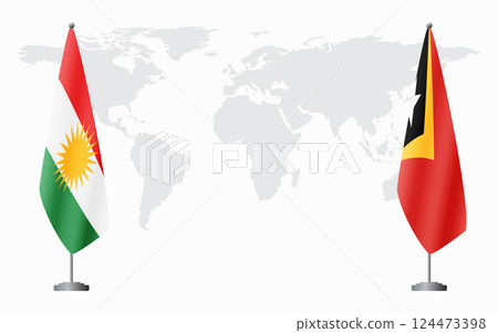 Kurdistan and East Timor flags for official meeting Kurdistan and East Timor flags for official meeting 124473398