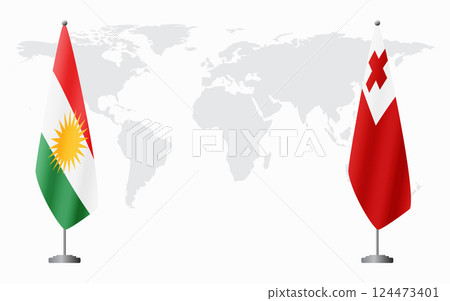 Kurdistan and Tonga flags for official meeting 124473401