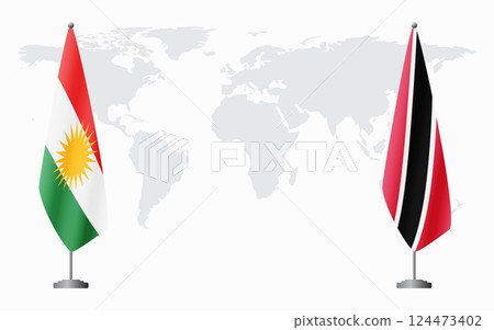 Kurdistan and Trinidad and Tobago flags for official meeting Kurdistan and Trinidad and Tobago flags for official meeting 124473402
