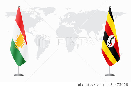 Kurdistan and Uganda flags for official meeting Kurdistan and Uganda flags for official meeting 124473408