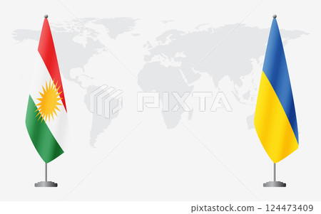 Kurdistan and Ukraine flags for official meeting 124473409