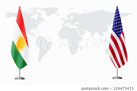 Kurdistan and USA flags for official meeting Kurdistan and USA flags for official meeting 124473415