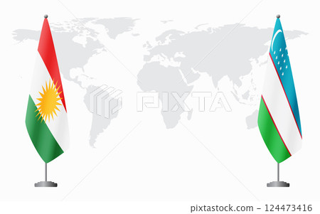 Kurdistan and Uzbekistan flags for official meeting 124473416
