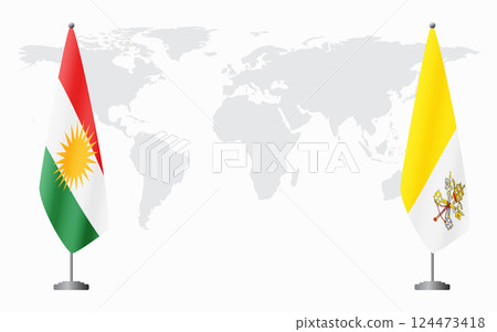 Kurdistan and Vatican flags for official meeting 124473418