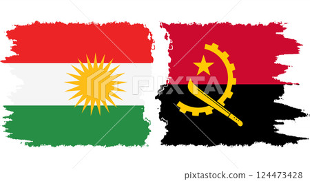 Angola and Kurdistan grunge flags connection vector Angola and Kurdistan grunge flags connection vector 124473428