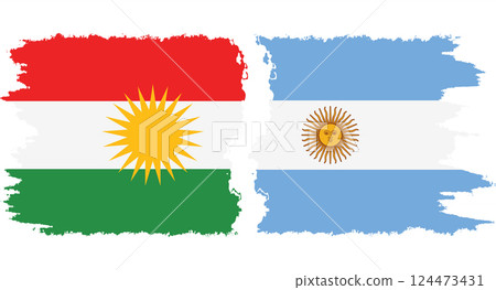 Argentina and Kurdistan grunge flags connection vector Argentina and Kurdistan grunge flags connection vector 124473431