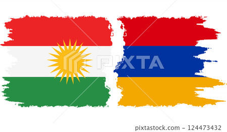 Armenia and Kurdistan grunge flags connection vector Armenia and Kurdistan grunge flags connection vector 124473432