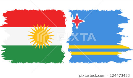 Aruba and Kurdistan grunge flags connection vector Aruba and Kurdistan grunge flags connection vector 124473433