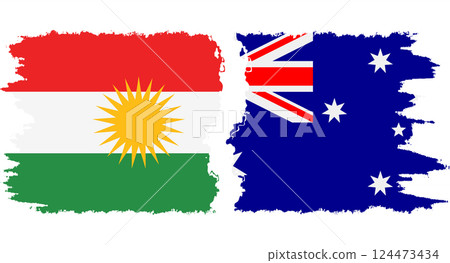 Australia and Kurdistan grunge flags connection vector Australia and Kurdistan grunge flags connection vector 124473434