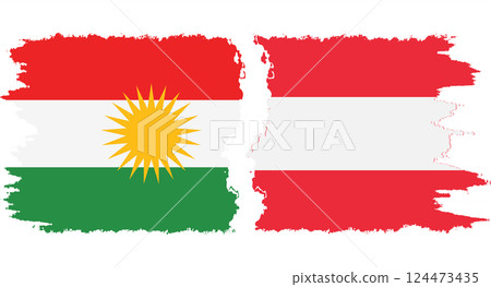 Austria and Kurdistan grunge flags connection vector 124473435