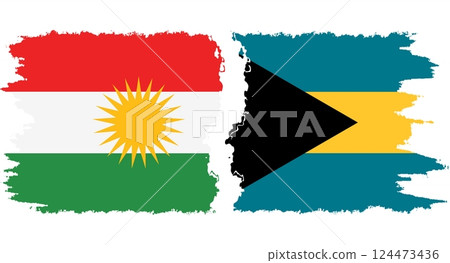 Bahamas and Kurdistan grunge flags connection vector 124473436