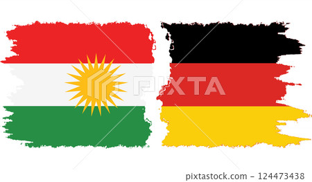 Germany and Kurdistan grunge flags connection vector 124473438