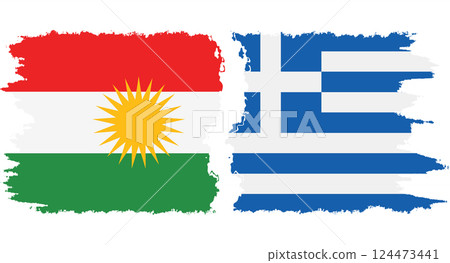 Greece and Kurdistan grunge flags connection vector 124473441