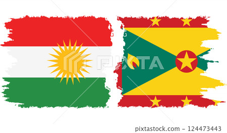 Grenada and Kurdistan grunge flags connection vector Grenada and Kurdistan grunge flags connection vector 124473443