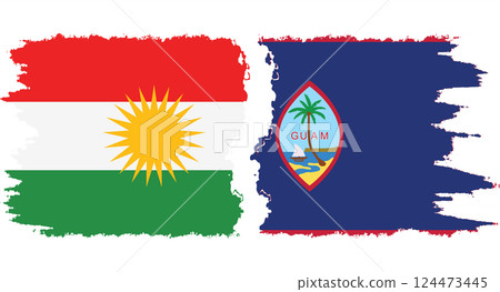 Guam and Kurdistan grunge flags connection vector Guam and Kurdistan grunge flags connection vector 124473445