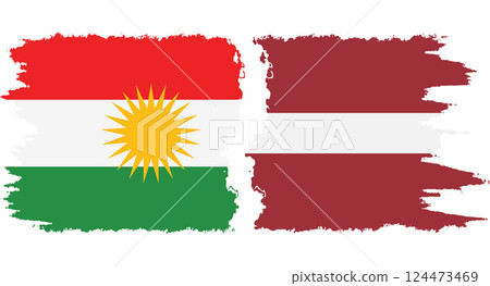 Latvia and Kurdistan grunge flags connection vector 124473469