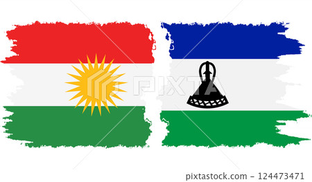 Lesotho and Kurdistan grunge flags connection vector 124473471