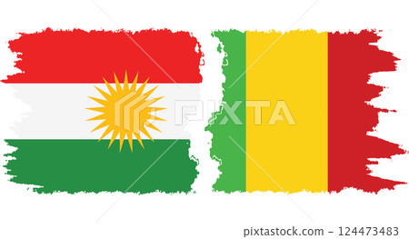 Mali and Kurdistan grunge flags connection vector 124473483