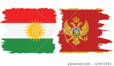Montenegro and Kurdistan grunge flags connection vector Montenegro and Kurdistan grunge flags connection vector 124473493