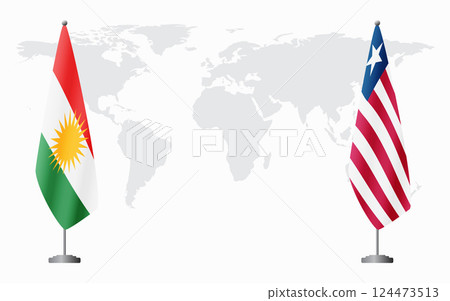 Kurdistan and Liberia flags for official meeting Kurdistan and Liberia flags for official meeting 124473513