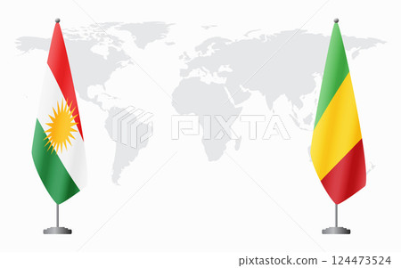 Kurdistan and Mali flags for official meeting 124473524