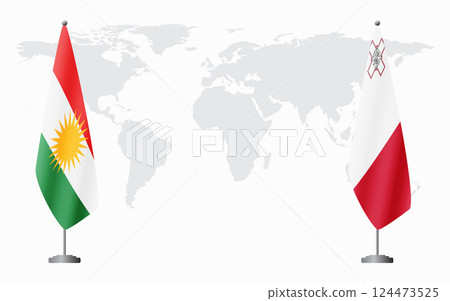 Kurdistan and Malta flags for official meeting Kurdistan and Malta flags for official meeting 124473525