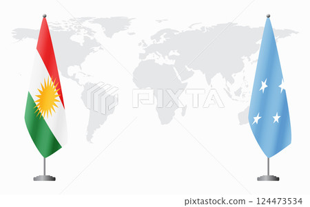 Kurdistan and Micronesia flags for official meeting Kurdistan and Micronesia flags for official meeting 124473534