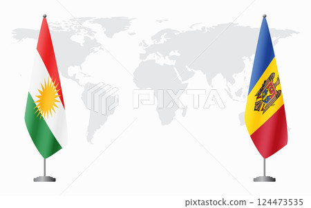 Kurdistan and Moldova flags for official meeting 124473535