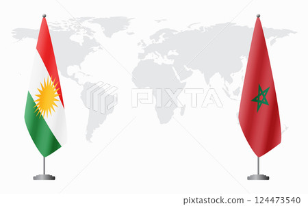 Kurdistan and Morocco flags for official meeting 124473540