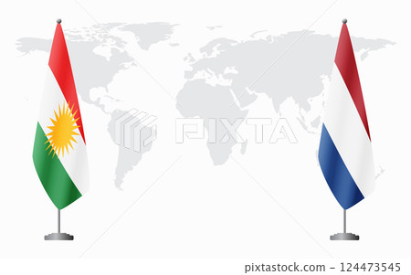 Kurdistan and Netherlands flags for official meeting Kurdistan and Netherlands flags for official meeting 124473545