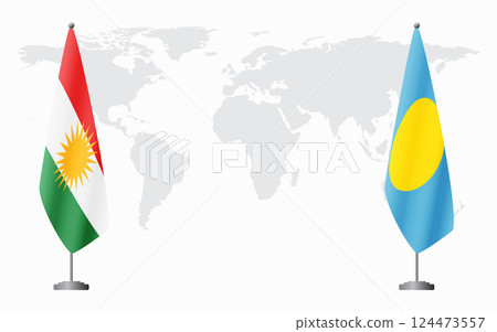 Kurdistan and Palau flags for official meeting Kurdistan and Palau flags for official meeting 124473557