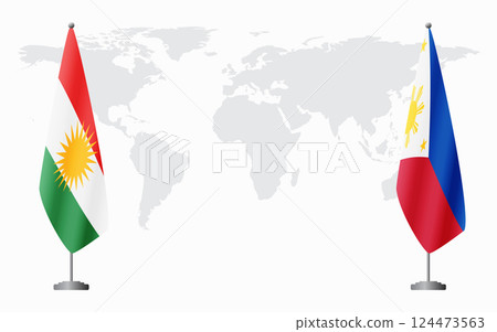 Kurdistan and Philippines flags for official meeting 124473563