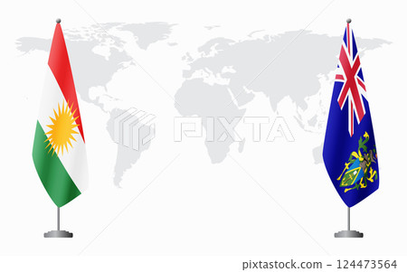 Kurdistan and Pitcairn Islands flags for official meeting 124473564
