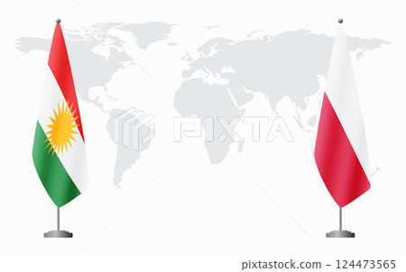 Kurdistan and Poland flags for official meeting 124473565