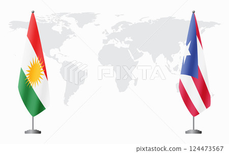 Kurdistan and Puerto Rico flags for official meeting 124473567