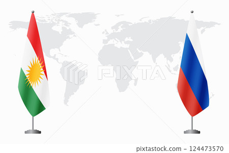 Kurdistan and Russia flags for official meeting 124473570