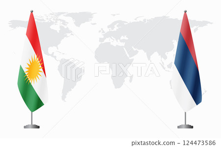 Kurdistan and civil Serbia flags for official meeting 124473586