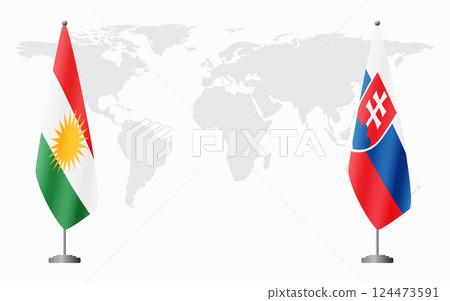 Kurdistan and Slovakia flags for official meeting Kurdistan and Slovakia flags for official meeting 124473591