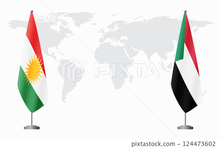 Kurdistan and Sudan flags for official meeting Kurdistan and Sudan flags for official meeting 124473602