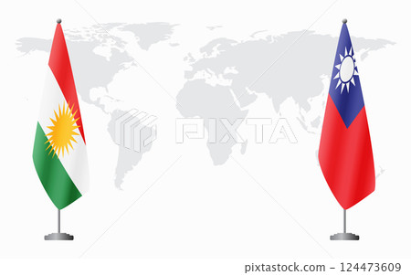 Kurdistan and Taiwan flags for official meeting Kurdistan and Taiwan flags for official meeting 124473609
