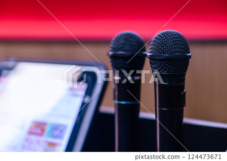 Karaoke box microphone 124473671
