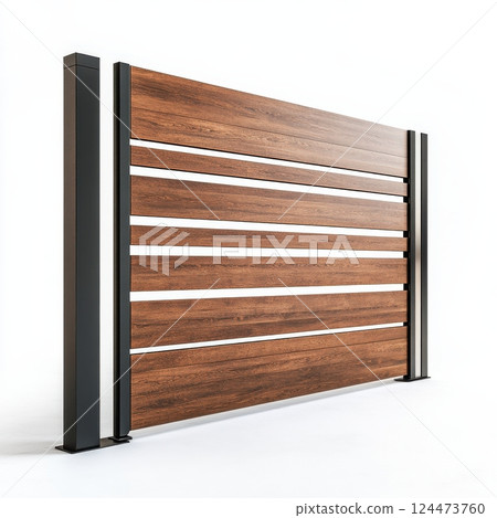 Modern Minimalist Wooden Gate Design Stands Alone in Isola 124473760