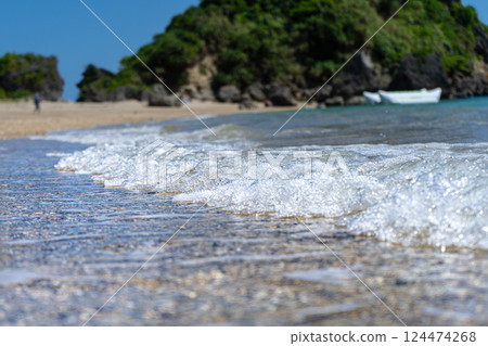 浪潮在沙灘上擊敗 124474268