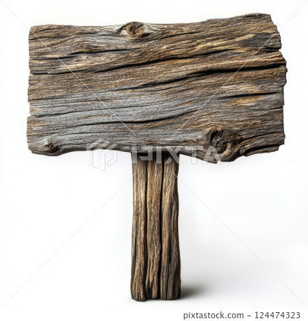 old wooden sign isolated on white background 124474323