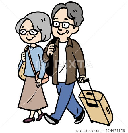 一對老年夫婦一起去旅行 一對老年夫婦一起去旅行 124475158
