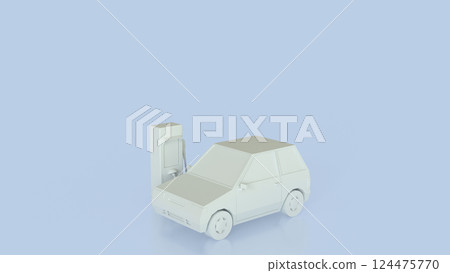 The EV station and car for Transport or Technology concept 3d Rendering. 124475770