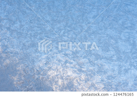 Full-frame background with an ice-frozen glass, extreme close-up 124476165