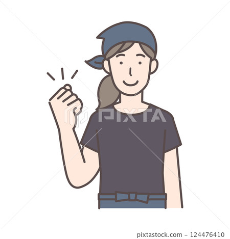 Female restaurant staff doing fist pump 124476410