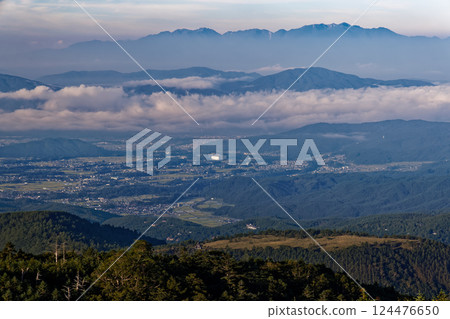從蓼科山眺望八岳連峰和中央阿爾卑斯山 從蓼科山眺望八岳連峰和中央阿爾卑斯山 124476650
